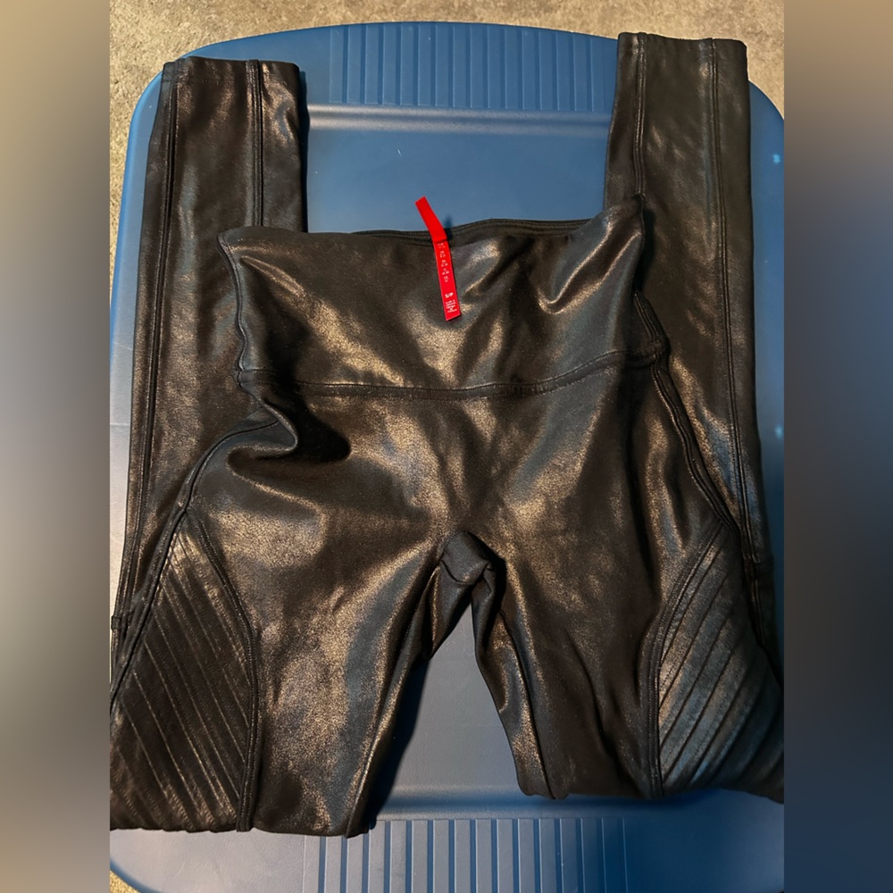 SPANX Black Moto Faux Leather  Leggings